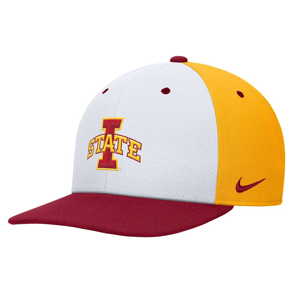 Men's Nike White/Gold Iowa State Cyclones Pro Performance Snapback Hat