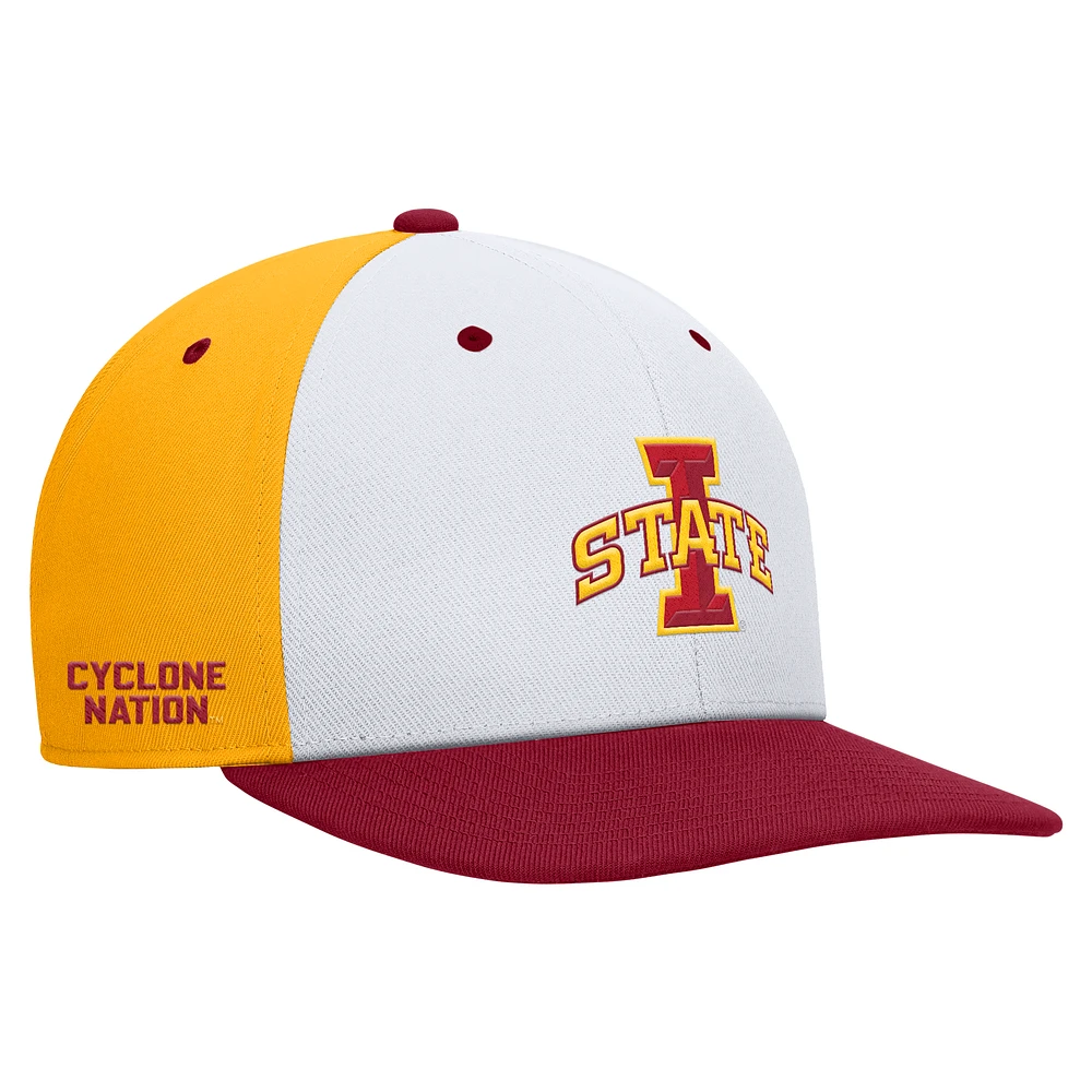 Men's Nike White/Gold Iowa State Cyclones Pro Performance Snapback Hat