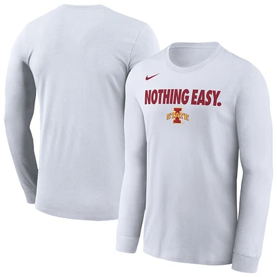 Men's Nike White Iowa State Cyclones 2025 On-Court Bench Long Sleeve T-Shirt