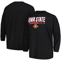 T-shirt noir à manches longues deux coups pour hommes Profile Iowa State Cyclones Big & Tall