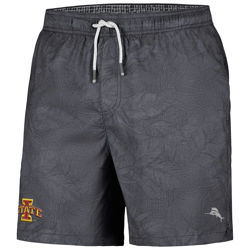 Men's Tommy Bahama Black Iowa State Cyclones Naples Layered Leaves Swim Trunks