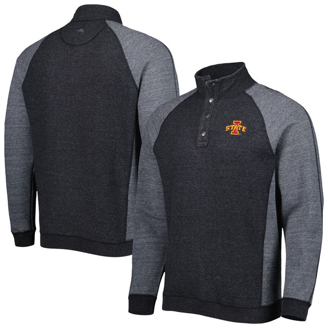 Tommy Bahama Homme Noir Iowa State Cyclones Sport Scrimmage Snap Mock Neck Raglan Button-Up Jacket