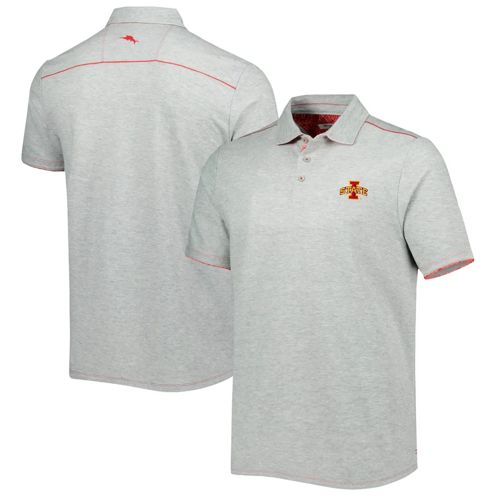 Polo Tommy Bahama gris chiné Iowa State Cyclones IslandZone Tailgater pour homme