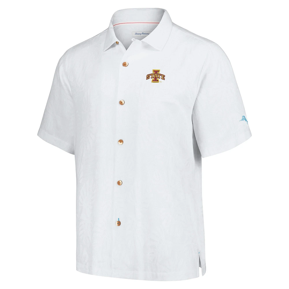 Chemise boutonnée Tommy Bahama pour hommes, Iowa State Cyclones Castaway Game Camp, blanche