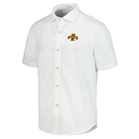 Men's Tommy Bahama White Iowa State Cyclones Coconut Point Palm Vista IslandZone Camp Button-Up Shirt