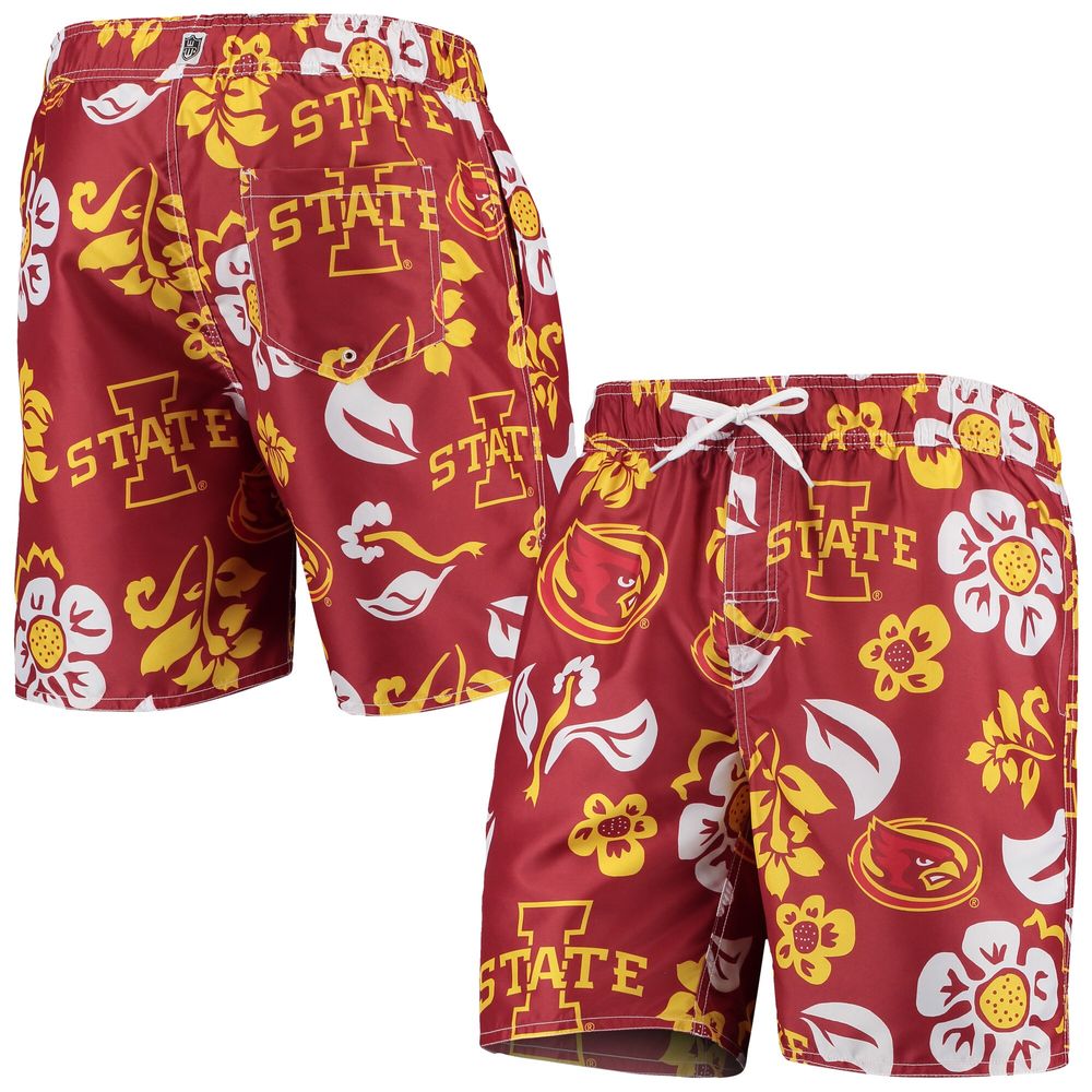 Men's Wes & Willy Cardinal Iowa State Cyclones Floral Volley Swim Trunks