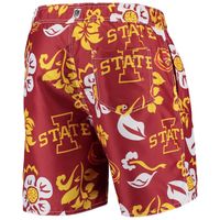 Men's Wes & Willy Cardinal Iowa State Cyclones Floral Volley Swim Trunks