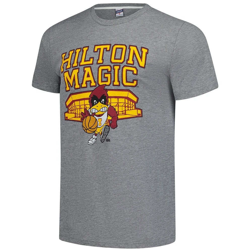Unisex Charlie Hustle  Gray Iowa State Cyclones Hilton Magic Vintage Tri-Blend T-Shirt