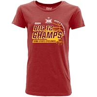 T-Shirt bleu pour femmes, 84 Cardinal Iowa State Cyclones 2024 Big 12, tournoi de conférence basket-ball masculin, Champions du vestiaire