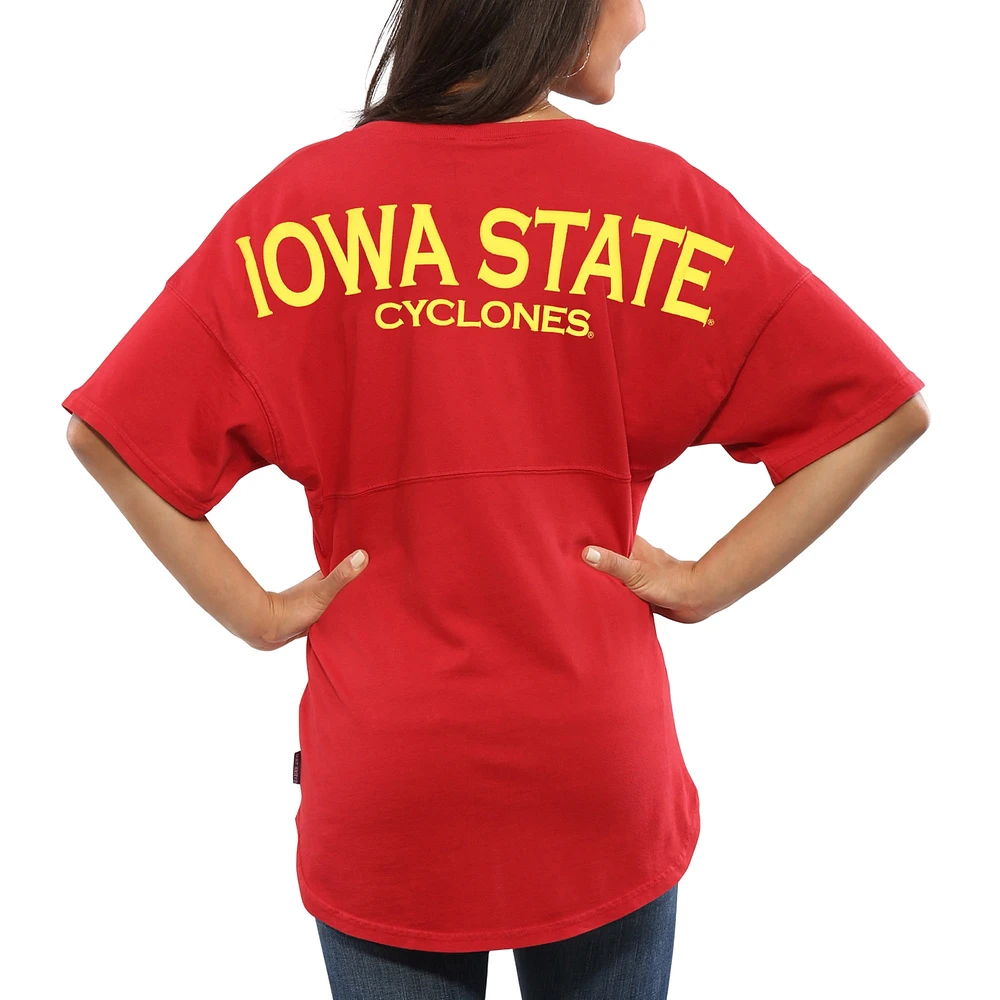 T-shirt surdimensionné en jersey Cardinal Iowa State Cyclones Spirit pour femmes