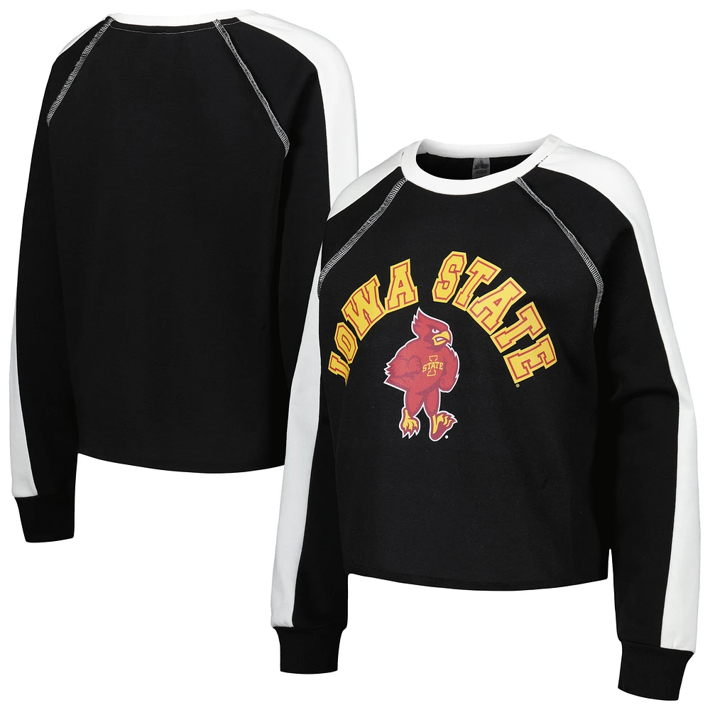 Sweat-shirt court Gameday Couture pour femmes, Iowa State Cyclones Blindside Raglan, noir