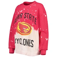 Femme Gameday Couture Cardinal Iowa State Cyclones Twice As Nice Délavé Dip-Dye Pull à manches longues Haut