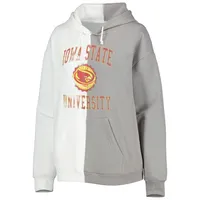 Sweat à capuche fendu Gameday Couture Iowa State Cyclones gris/blanc pour femme