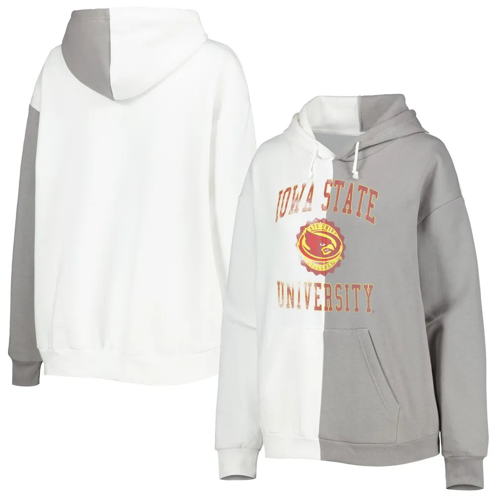 Sweat à capuche fendu Gameday Couture Iowa State Cyclones gris/blanc pour femme