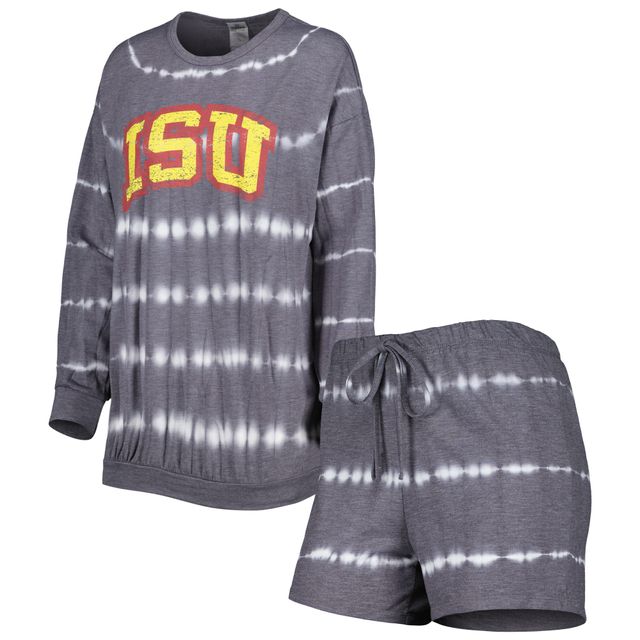 Gameday Couture Gris Iowa State Cyclones All About Stripes Tri-Blend T-shirt à manches longues et short pour femme