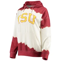 Pull à capuche pour femme Gameday Couture blanc/cardinal Iowa State Cyclones For the Fun teint par trempage double