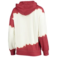 Pull à capuche pour femme Gameday Couture blanc/cardinal Iowa State Cyclones For the Fun teint par trempage double