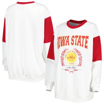 Women's Gameday Couture White Iowa State Cyclones It's A Vibe Dolman Pullover Sweatshirt