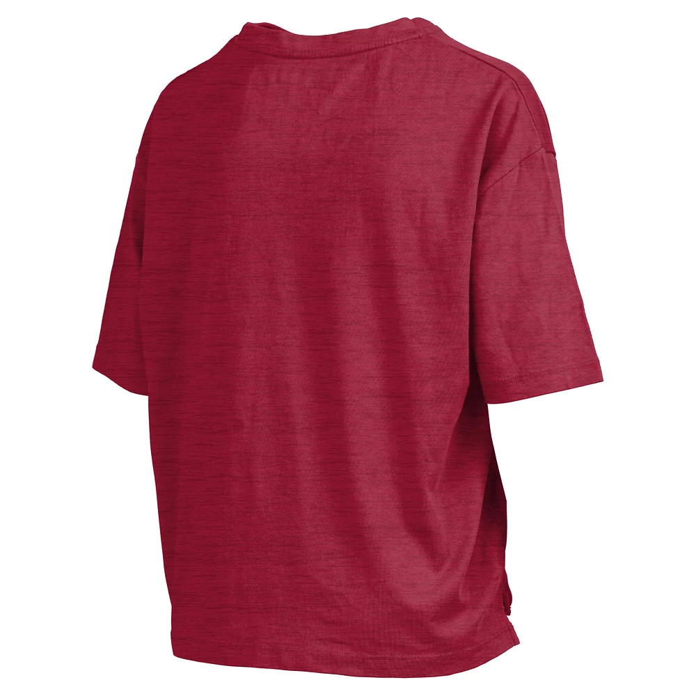 Women's Pressbox Cardinal Iowa State Cyclones Nelson Arch Over Logo Waist Length Oversized Slub T-Shirt