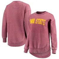 Women's Pressbox Cardinal Iowa State Cyclones Comfy Cord Vintage Wash Basic  Arch Pullover Sweatshirt 