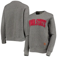 Sweat-shirt matelassé Pressbox Heather Charcoal Iowa State Cyclones Moose pour femme