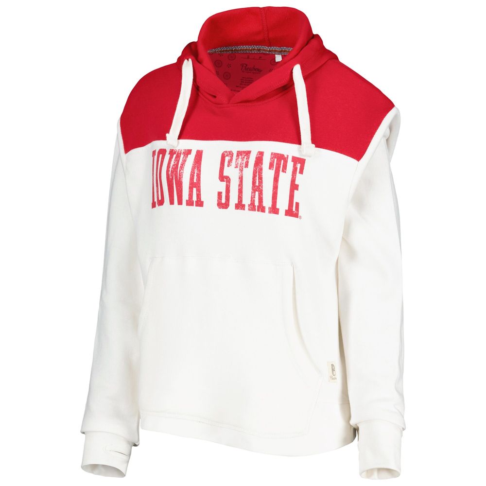 Women's Pressbox White/Cardinal Iowa State Cyclones Chicago 2-Hit Yoke Pullover Hoodie