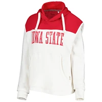 Women's Pressbox White/Cardinal Iowa State Cyclones Chicago 2-Hit Yoke Pullover Hoodie