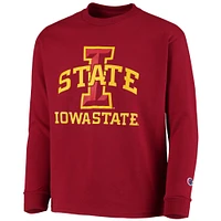 Youth Champion Cardinal Iowa State Cyclones Lockup Long Sleeve T-Shirt