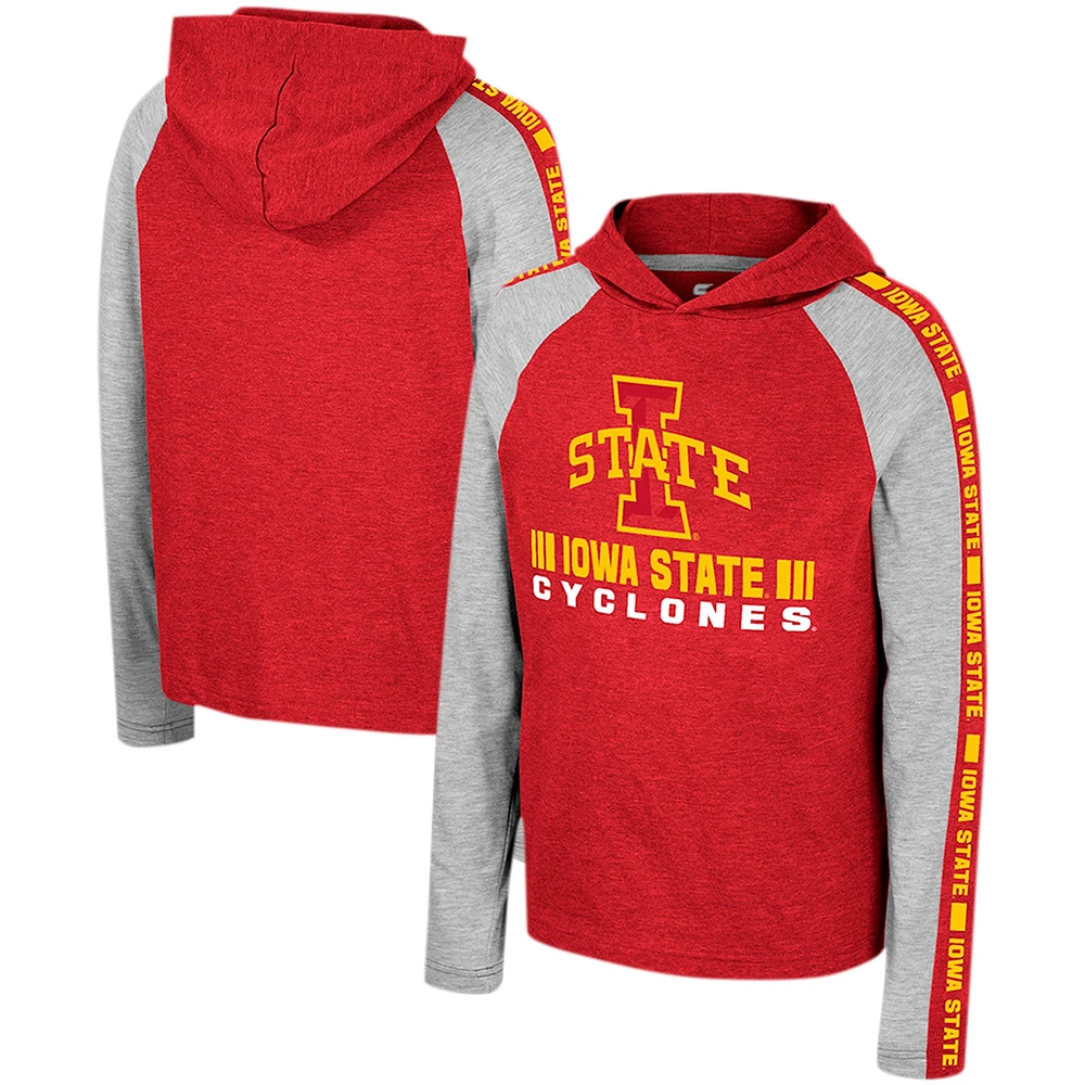 T-shirt à capuche manches longues pour jeunes Colosseum Cardinal Iowa State Cyclones Ned Raglan