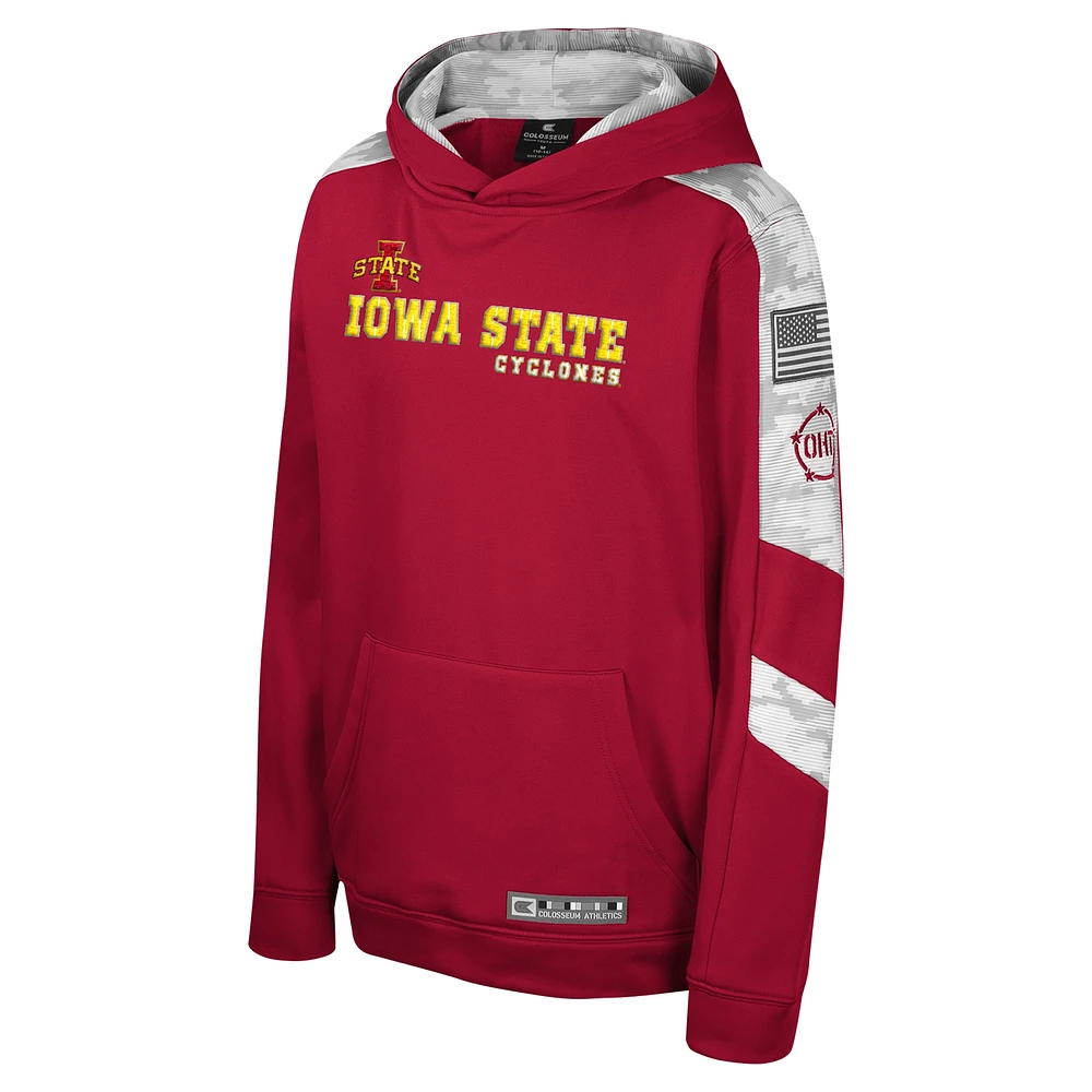 Youth Colosseum Cardinal Iowa State Cyclones OHT Military Appreciation Cyclone Digital Camo Pullover Hoodie