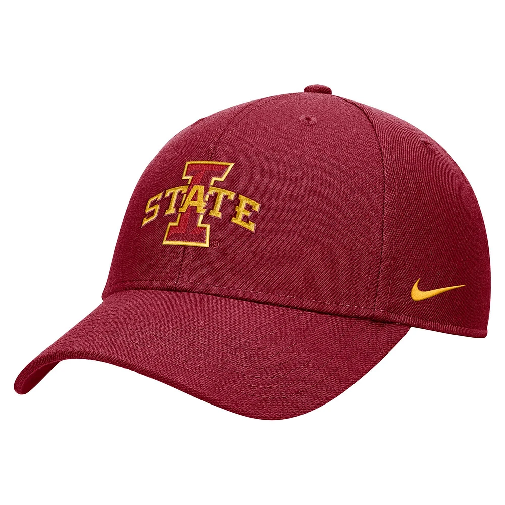 Casquette réglable Nike Cardinal Iowa State Cyclones 2024 Sideline Club pour jeune