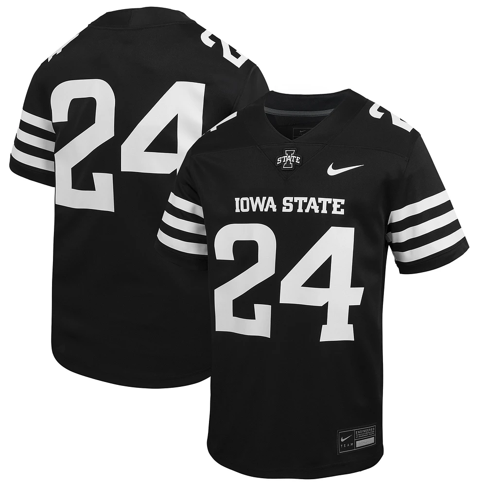 Maillot de football Nike #24 noir pour jeunes Iowa State Cyclones Untouchable