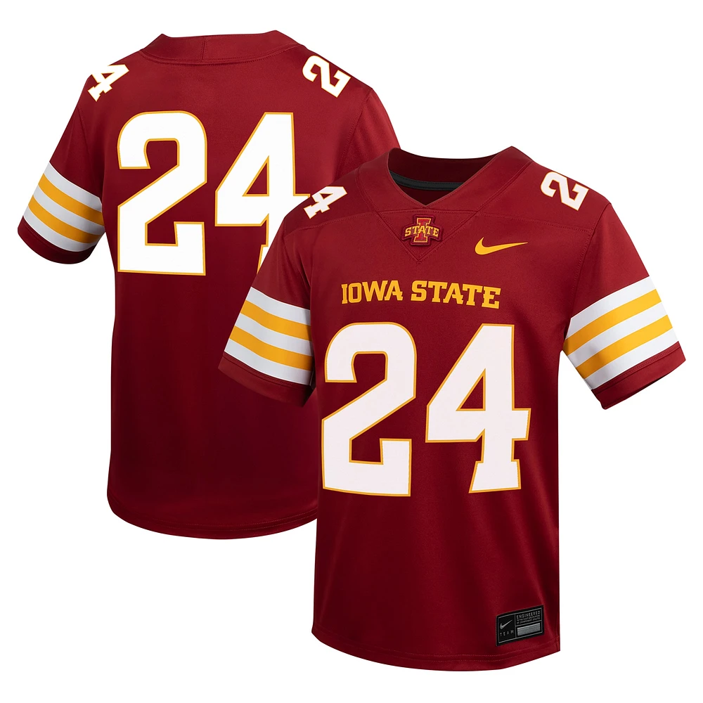 Maillot de football Nike #24 Cardinal Iowa State Cyclones Untouchable pour jeunes