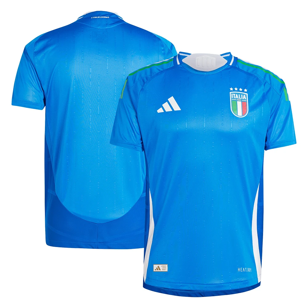 Maillot adidas bleu authentique pour homme de l'équipe nationale d'Italie 2024 domicile