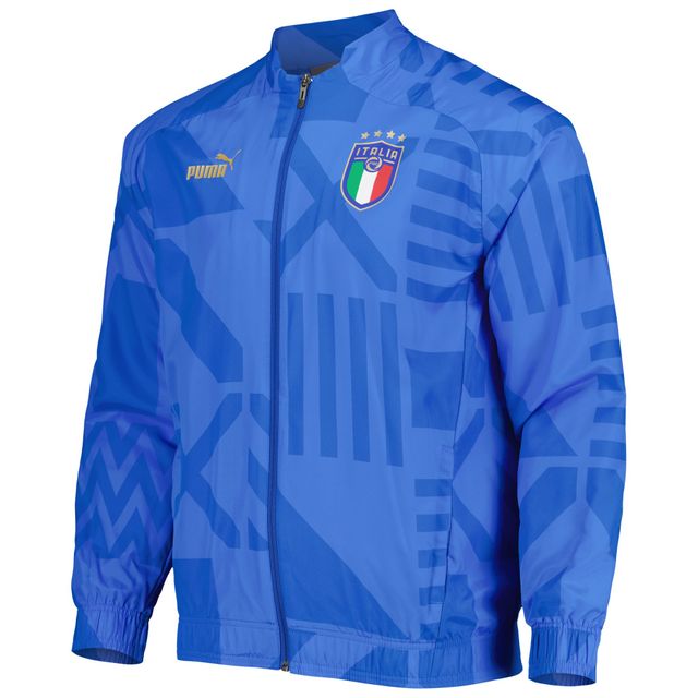 Veste d'entraînement d'avant-match raglan entièrement zippée pour homme de l'équipe nationale d'Italie Puma Bleu