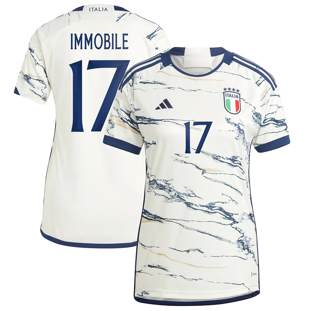 Women's adidas Ciro Immobile White Italy National Team 2023 Away - Replica Player Jersey