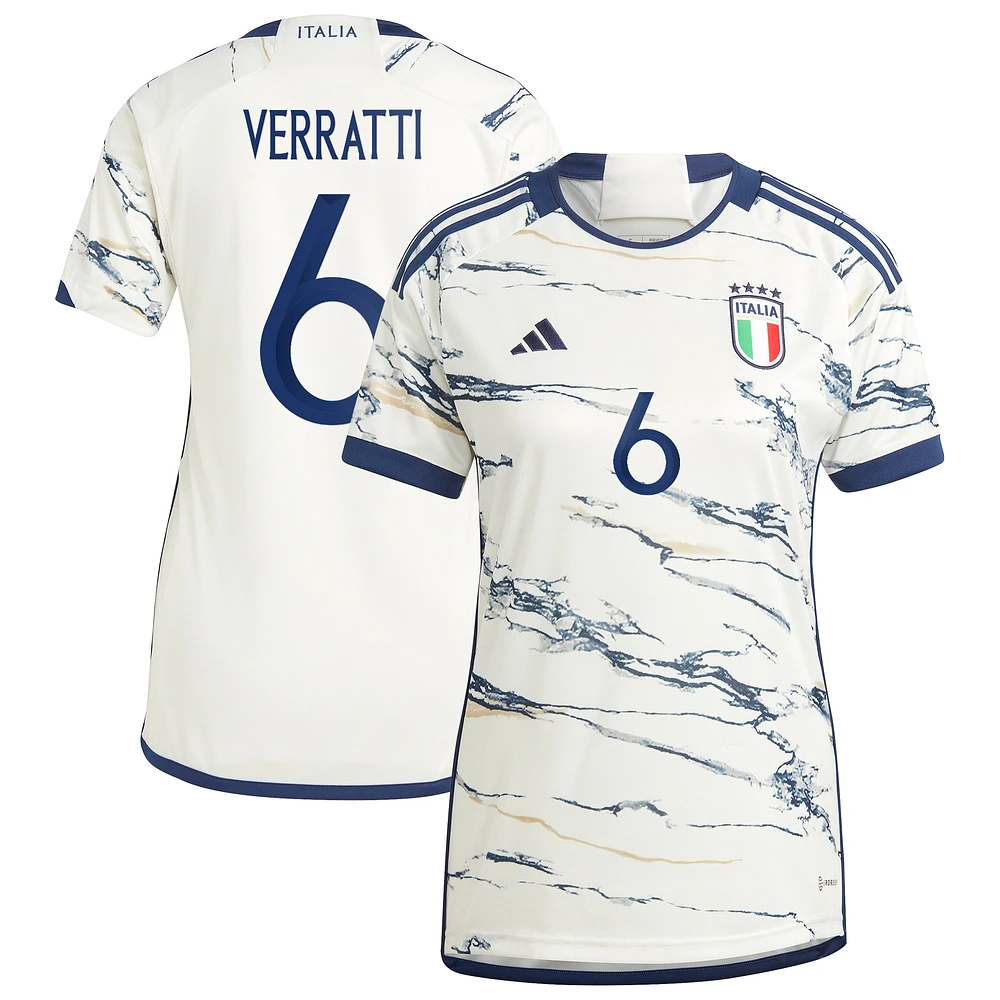 Maillot Femme adidas Marco Verratti Blanc Italie Équipe Nationale 2023 Extérieur Réplique