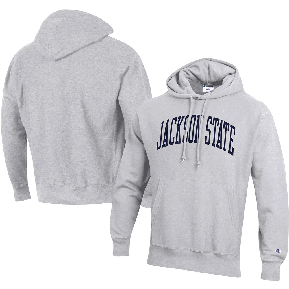 Sweat-shirt gris Champion pour hommes Jackson State Tigers Big & Tall Arch Reverse Weave