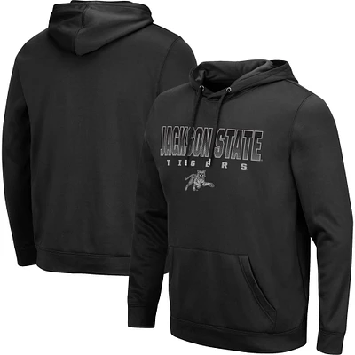 Men's Colosseum Black Jackson State Tigers Blackout 3.0 Pullover Hoodie