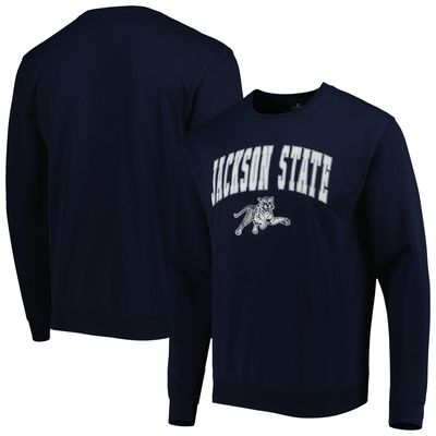 Men's Colosseum Navy Jackson State Tigers Arch Over Logo Pullover Sweatshirt