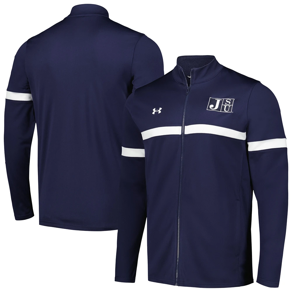 Men's Under Armour Navy Jackson State Tigers 2023 Assist Warm Up Full-Zip Jacket