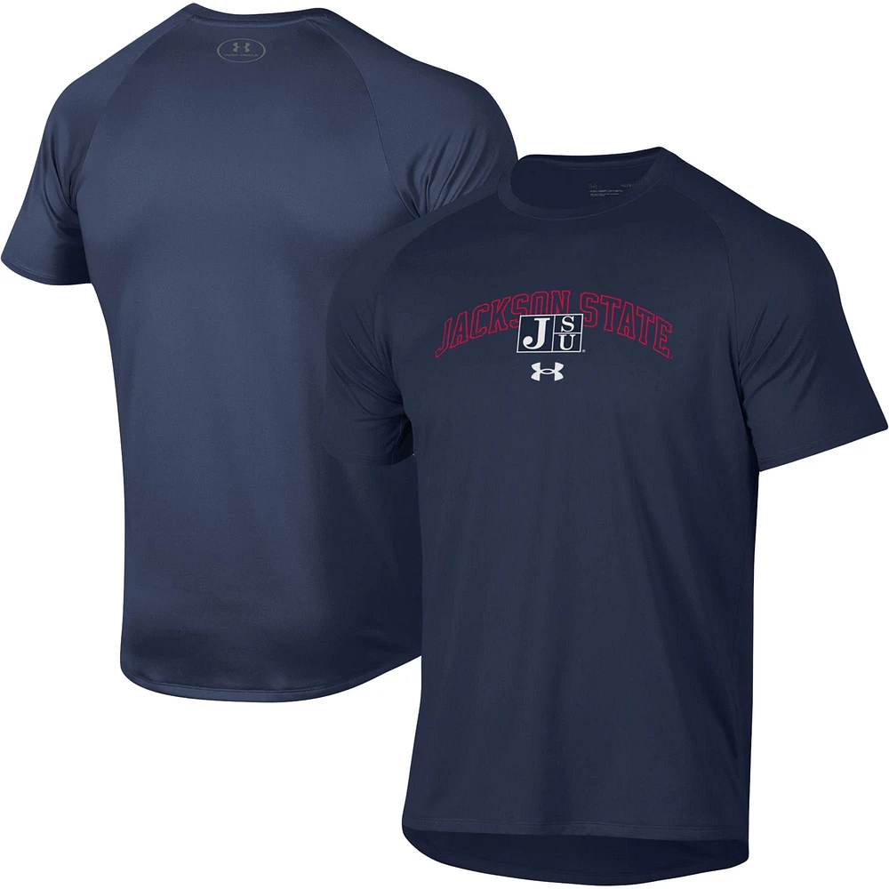 Under Armour - T-shirt à manches raglan pour homme Jackson State Tigers 2023 Sideline Performance Bleu marine