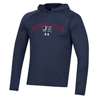 T-shirt à manches longues raglan capuche Under Armour Jackson State Tigers 2023 Sideline Tech pour homme, bleu marine