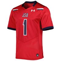 Men's Under Armour #1 Red Jackson State Tigers Team Wordmark Replica Football Jersey