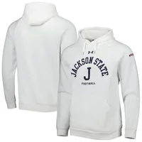 Men's Under Armour White Jackson State Tigers Coaches Prime Fleece Raglan Pullover Hoodie