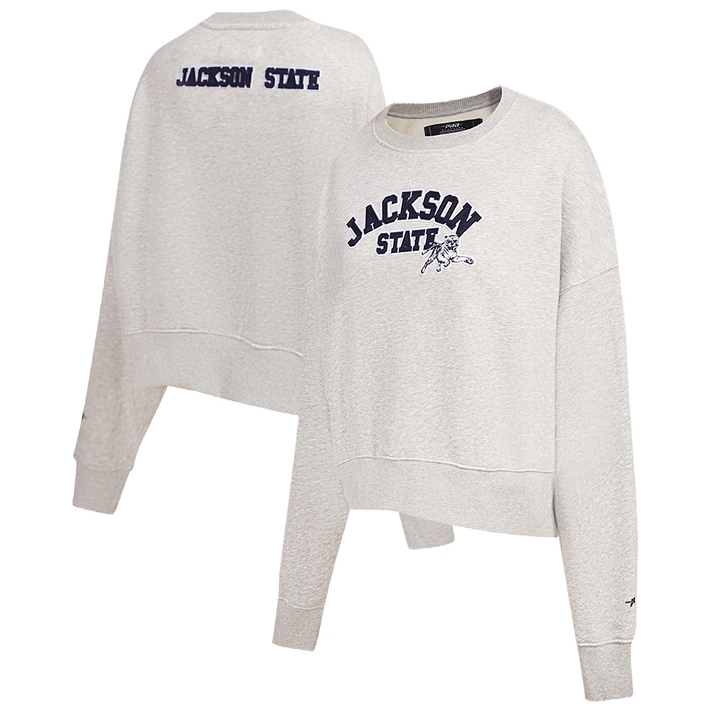 Women's Ash Jackson State Tigers Classic 3-Hit Pullover Sweatshirt