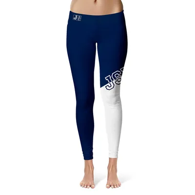 Jackson State Tigers Women's Plus Letter Color Block Yoga Leggings - Blue/White