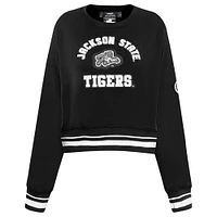 Women's Pro Standard  Black Jackson State Tigers Pearl Cropped Pullover Sweatshirt