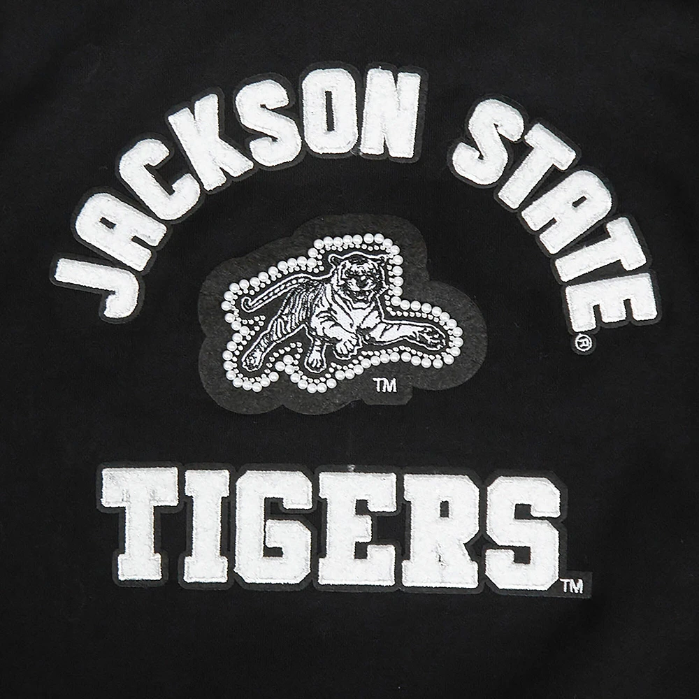 Women's Pro Standard  Black Jackson State Tigers Pearl Cropped Pullover Sweatshirt