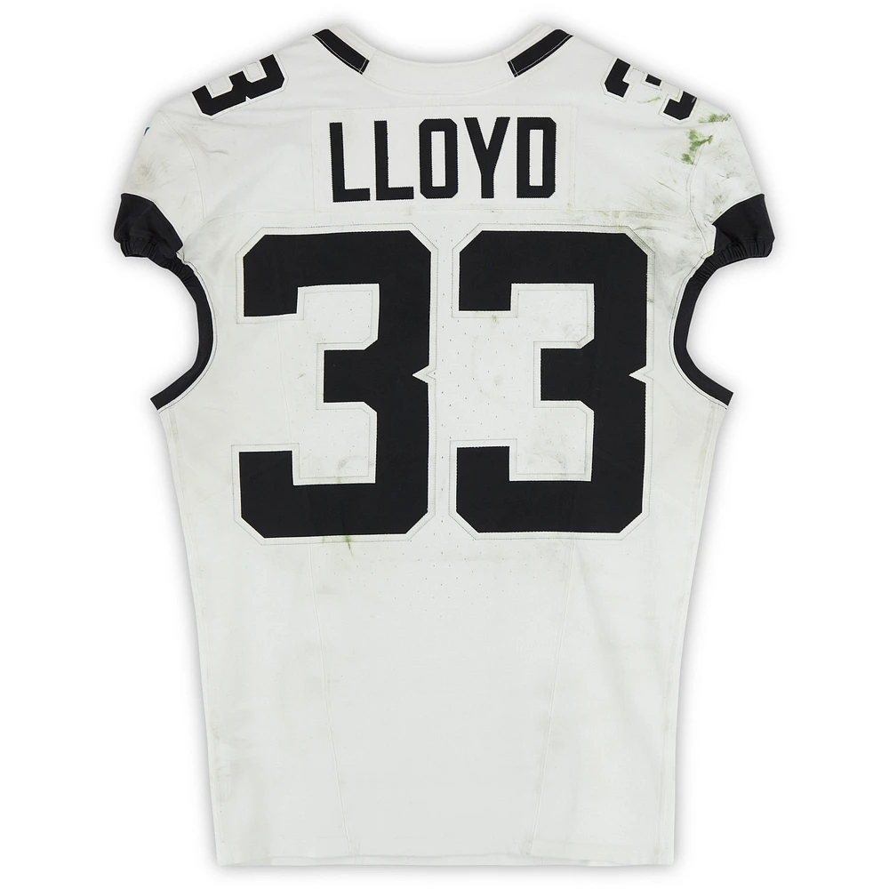 Devin Lloyd Jacksonville Jaguars Game-Used #33 White Nike Jersey vs. Las Vegas Raiders on December 22, 2024